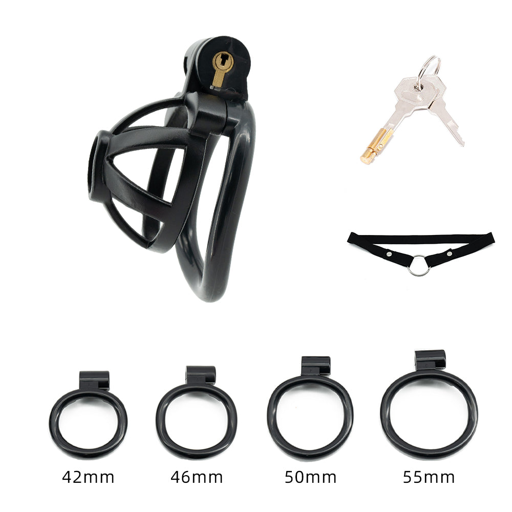 Open-Tip Glans Chastity Cage Black Chastity Lock ZOO-LOCK