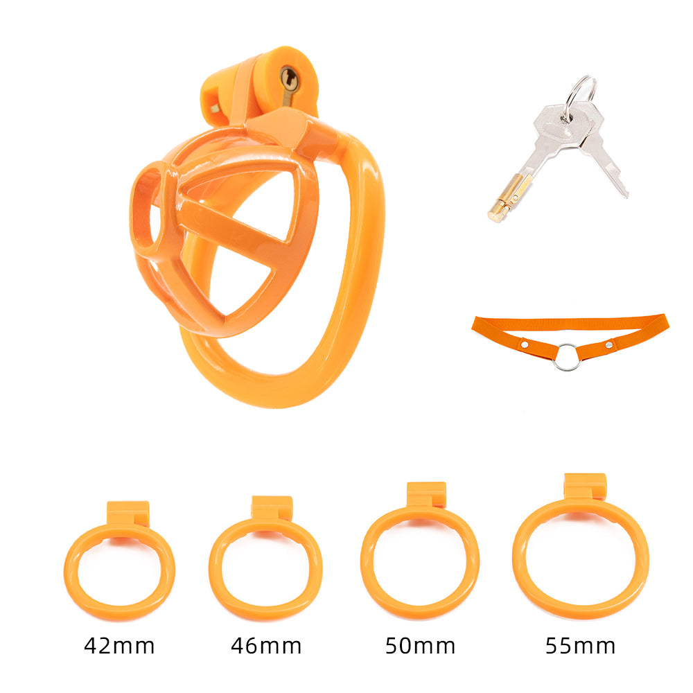 Open-Tip Glans Chastity Cage Orange Chastity Lock ZOO-LOCK