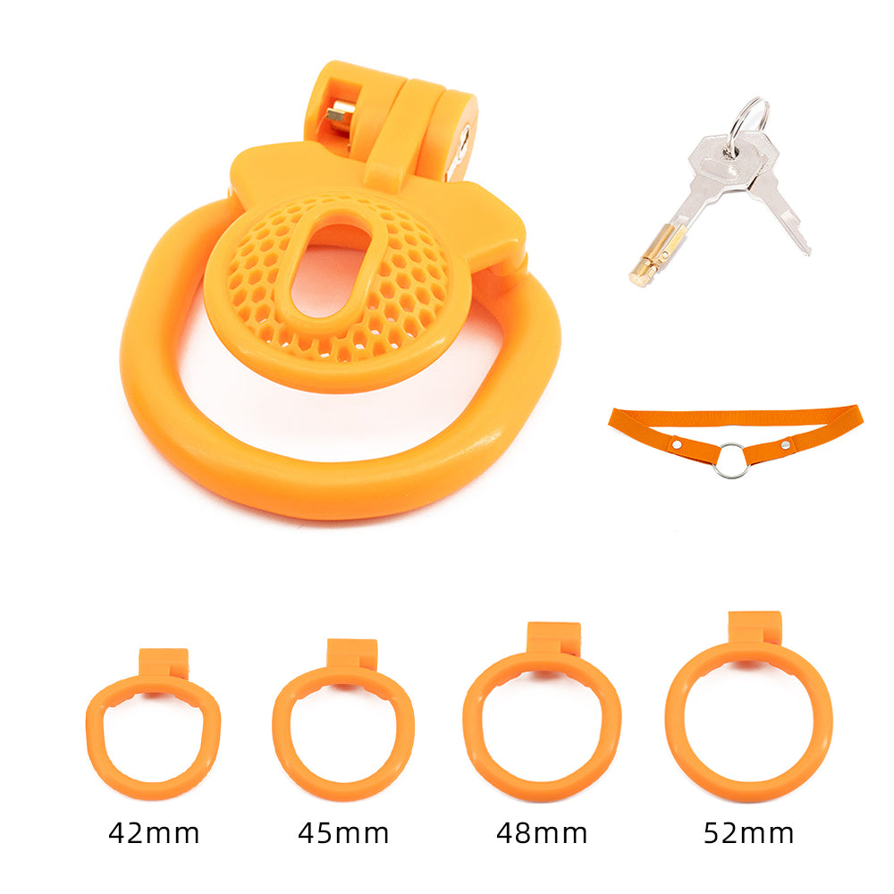 Polarized Mesh Chastity Cage Orange Chastity Lock ZOO-LOCK