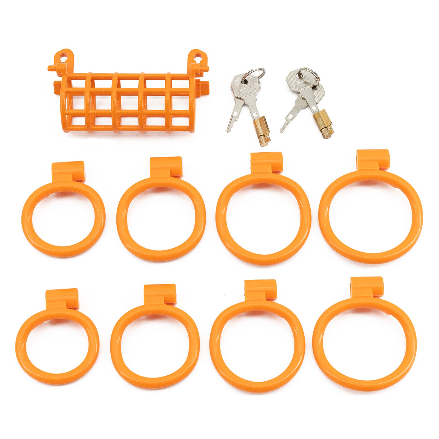 Twin Cock Chastity Cage Orange Chastity Lock ZOO-LOCK