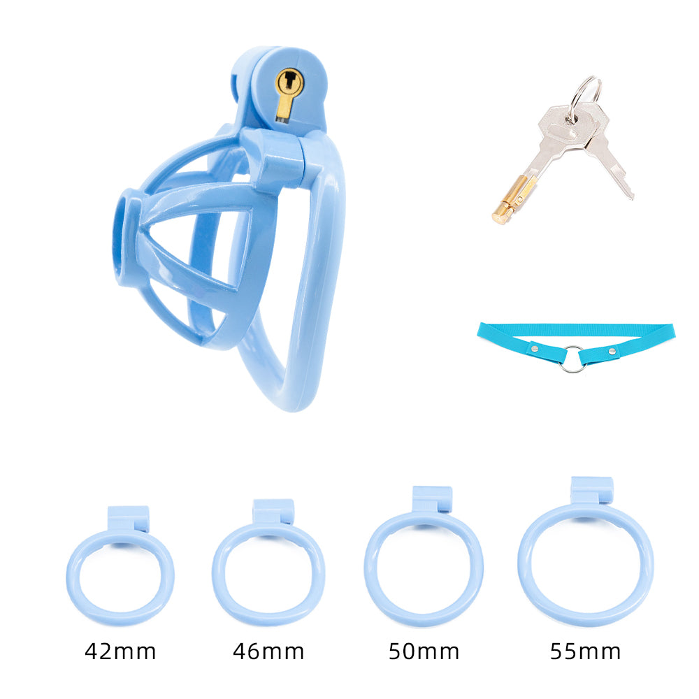 Open-Tip Glans Chastity Cage Blue Chastity Lock ZOO-LOCK