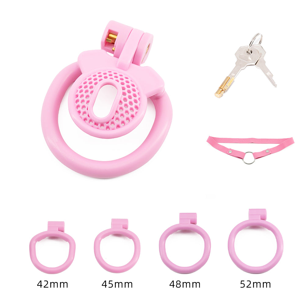 Polarized Mesh Chastity Cage Pink Chastity Lock ZOO-LOCK