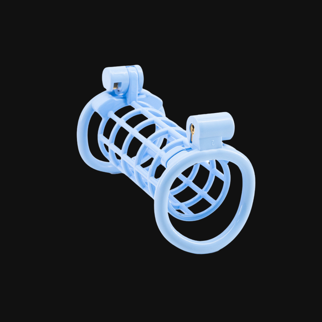 Twin Cock Chastity Cage Blue Chastity Lock ZOO-LOCK