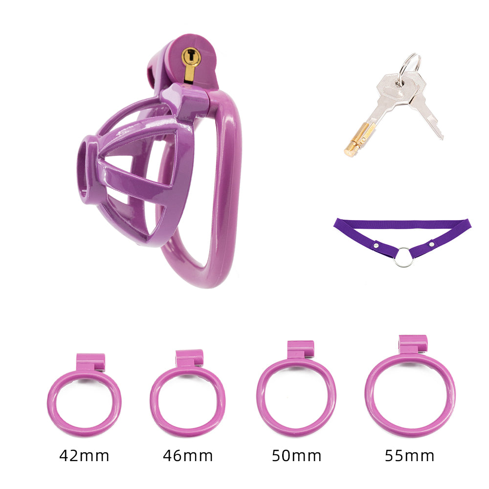 Open-Tip Glans Chastity Cage Purple Chastity Lock ZOO-LOCK