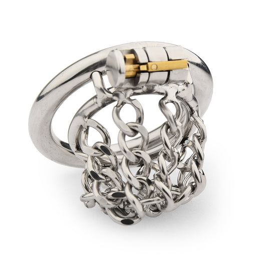 New hollow chastity lock pot lid short chain chastity lock men's metal chastity device adult sex props