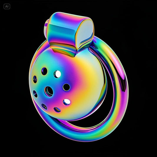 Rainbow birdcage lid chastity lock
