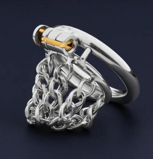 New hollow chastity lock pot lid short chain chastity lock men's metal chastity device adult sex props